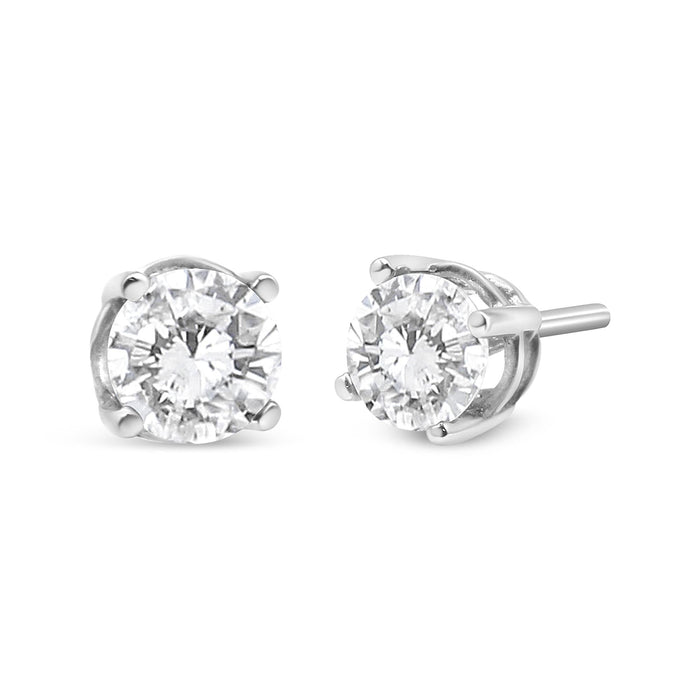 Aretes de botón clásicos de 4 garras con diamantes cultivados en laboratorio de 3/4 ct. p.t. en oro blanco de 14K, foto 5
