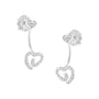 Aretes de frente y atrás de corazón con remolino y diamantes de 1/4 ct. p.t. en plata de ley, foto 1