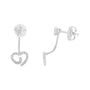 Aretes de frente y atrás de corazón con remolino y diamantes de 1/4 ct. p.t. en plata de ley, foto 2