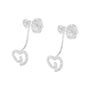 Aretes de frente y atrás de corazón con remolino y diamantes de 1/4 ct. p.t. en plata de ley, foto 5