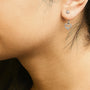Aretes de frente y atrás de corazón con remolino y diamantes de 1/4 ct. p.t. en plata de ley, foto 3