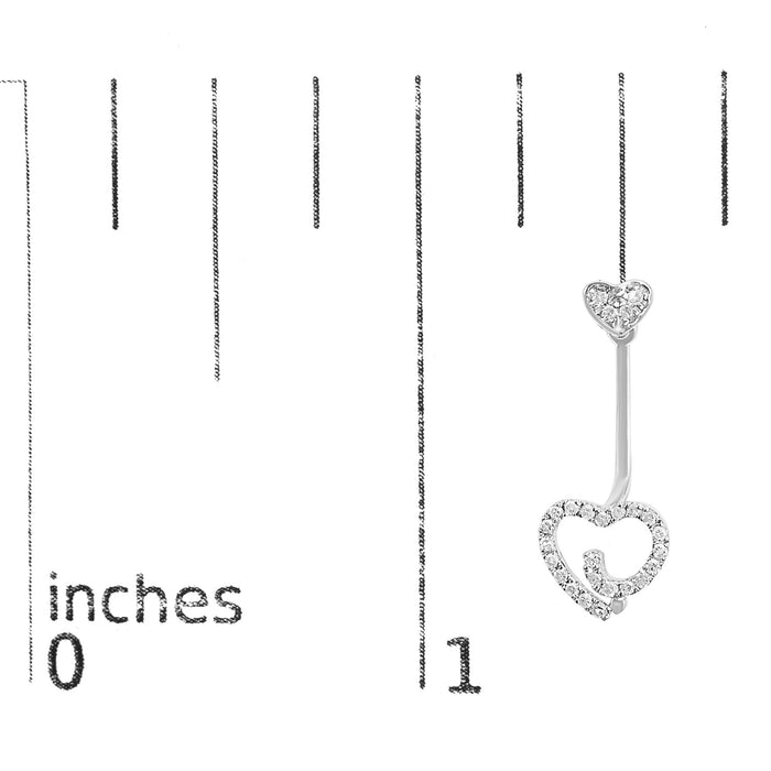 Aretes de frente y atrás de corazón con remolino y diamantes de 1/4 ct. p.t. en plata de ley, foto 6