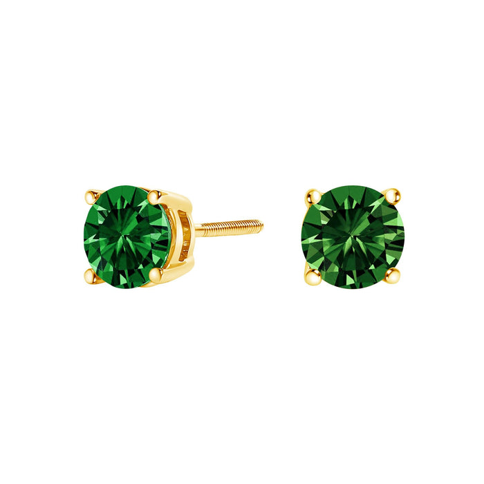 Lab-Grown Green Diamond Classic Solitaire Stud Earrings in 14K Gold, photo 7