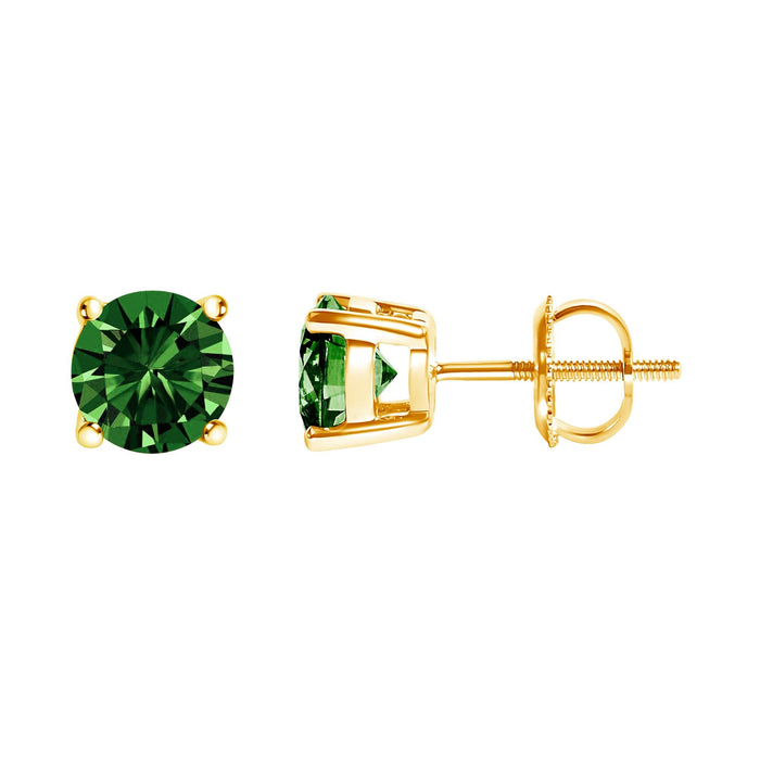 Lab-Grown Green Diamond Classic Solitaire Stud Earrings in 14K Gold, photo 19