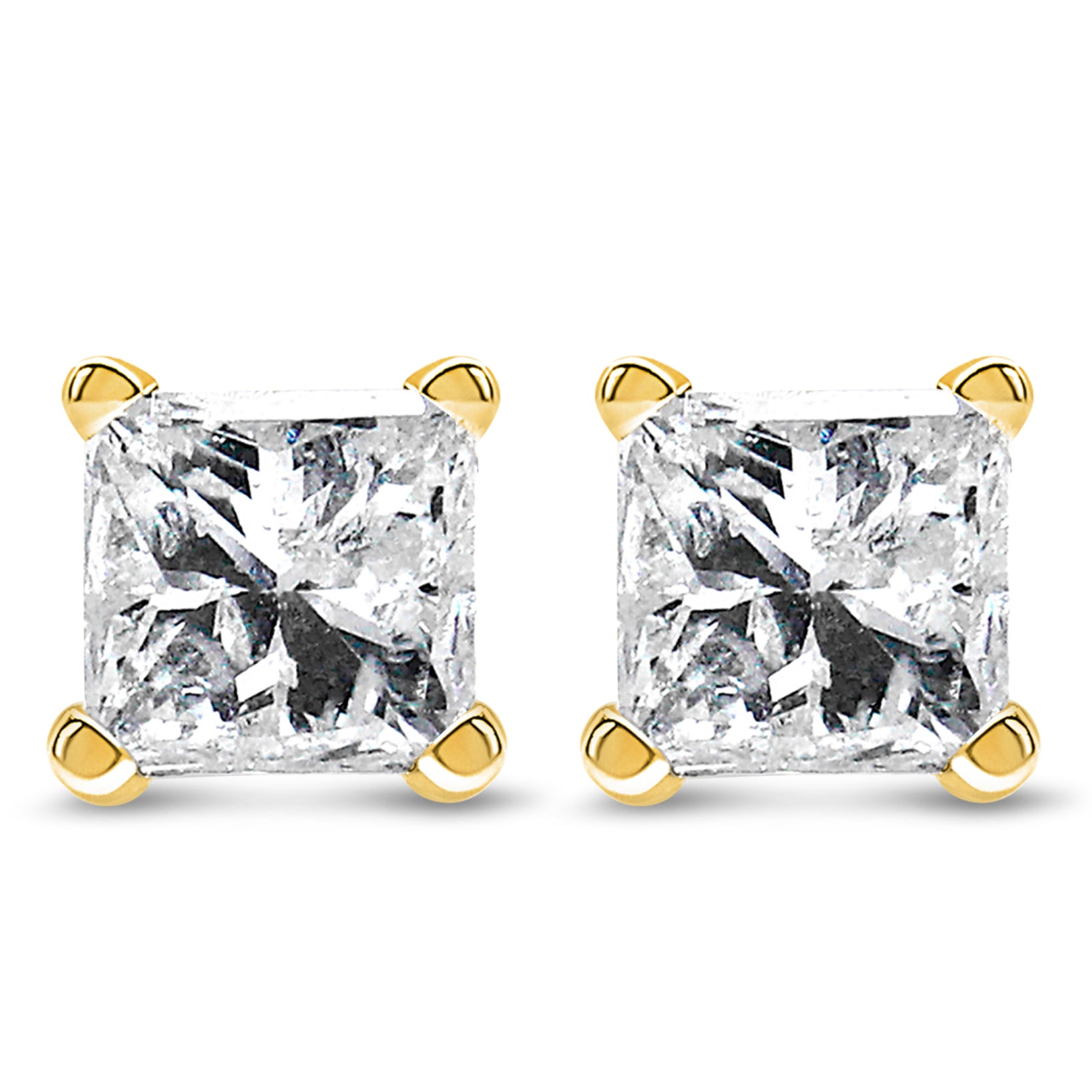 1/2 Ct. T.W. Princess-Cut Diamond Solitaire Stud Earrings with Screwbacks in 14K Yellow Gold, photo 1