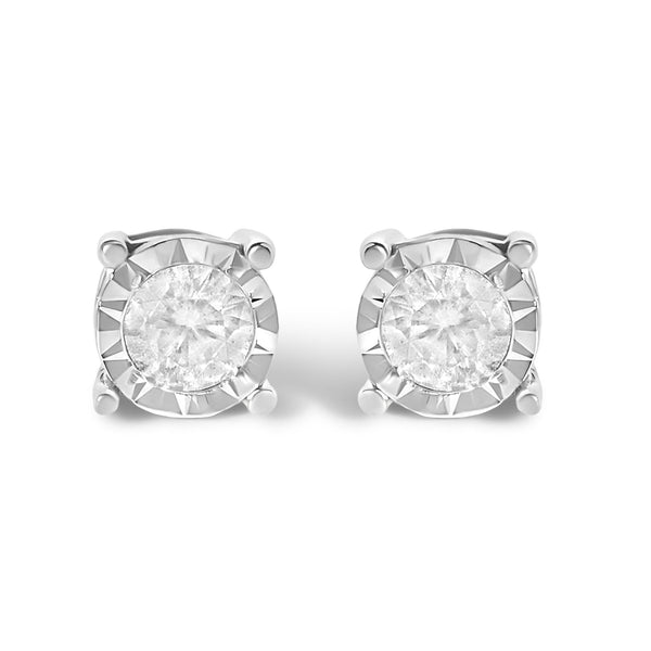1/2 Ct. T.W. Near Colorless Round Brilliant-Cut Diamond Miracle-Set Stud Earrings in Sterling Silver, photo 1