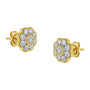 Aretes de botón florales Miracle-Plate con diamantes de 1/6 ct. p.t. en plata de ley bañada en oro amarillo de 14K, foto 1