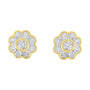 Aretes de botón florales Miracle-Plate con diamantes de 1/6 ct. p.t. en plata de ley bañada en oro amarillo de 14K, foto 4