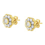 Aretes de botón florales Miracle-Plate con diamantes de 1/6 ct. p.t. en plata de ley bañada en oro amarillo de 14K, foto 5