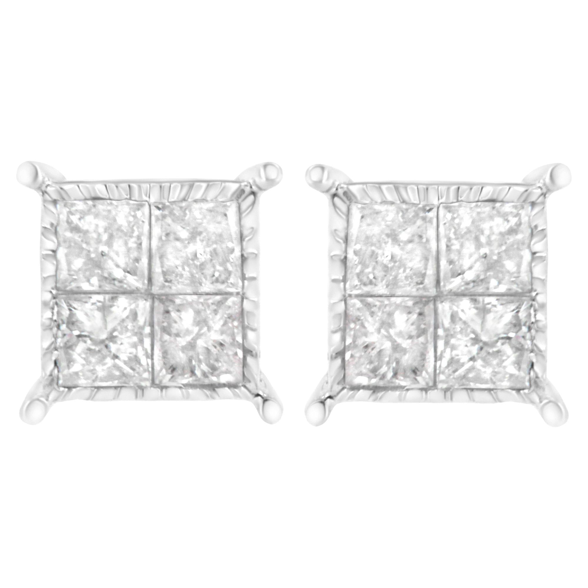 3/4 Ct. T.W. Composite Diamond Stud Earrings in Sterling Silver, photo 1