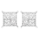 Aretes de botón de racimo con diamantes de 3/4 ct. p.t. en plata de ley, color I-J, claridad I2-I3