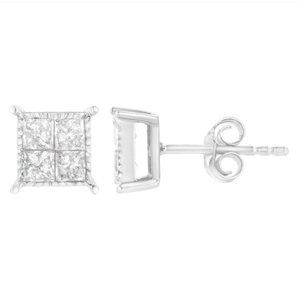 3/4 Ct. T.W. Composite Diamond Stud Earrings in Sterling Silver, photo 2