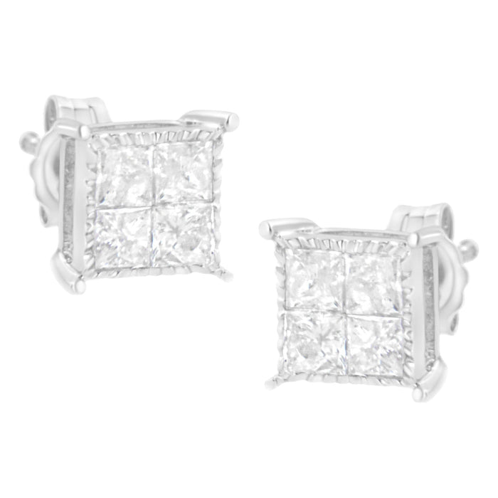 3/4 Ct. T.W. Composite Diamond Stud Earrings in Sterling Silver, photo 4