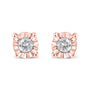 Aretes de botón Miracle-Set con diamantes redondos de 1/10 ct. p.t. en plata de ley, foto 2