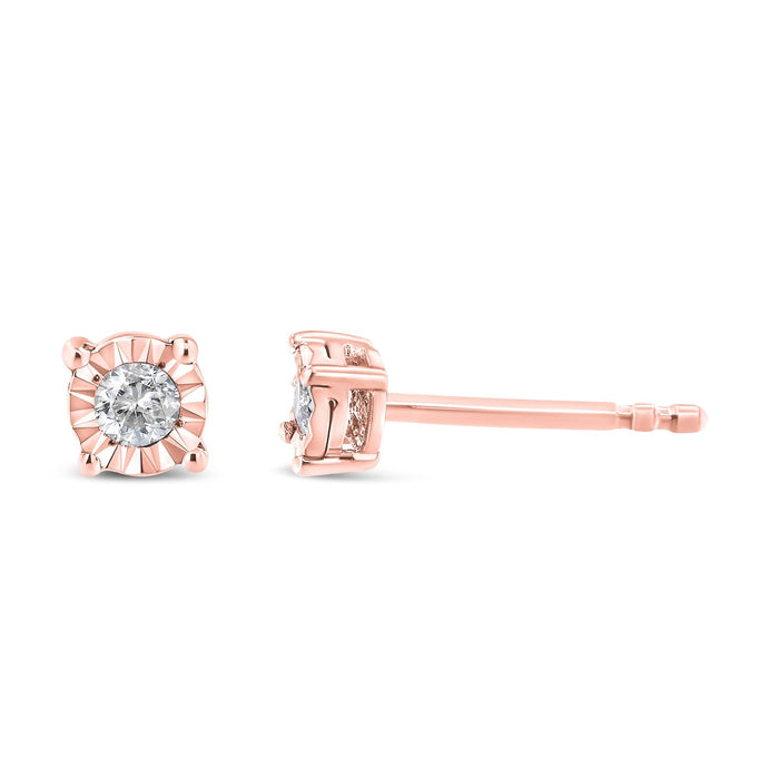 Aretes de botón Miracle-Set con diamantes redondos de 1/10 ct. p.t. en plata de ley, foto 11