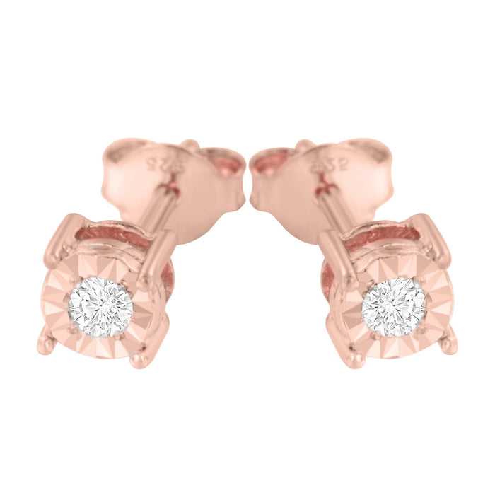 Aretes de botón Miracle-Set con diamantes redondos de 1/10 ct. p.t. en plata de ley, foto 14