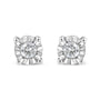 Aretes de botón Miracle-Set con diamantes redondos de 1/10 ct. p.t. en plata de ley, foto 1