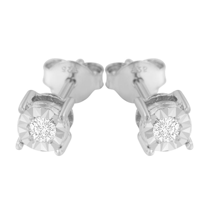 Aretes de botón Miracle-Set con diamantes redondos de 1/10 ct. p.t. en plata de ley, foto 13