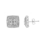 Diamond Accented Square-Shaped Milgrain Stud Earrings in Sterling Silver, photo 1