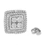 Diamond Accented Square-Shaped Milgrain Stud Earrings in Sterling Silver, photo 9