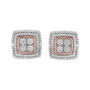 Diamond Accented Square-Shaped Milgrain Stud Earrings in Sterling Silver, photo 4