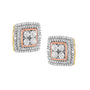 Diamond Accented Square-Shaped Milgrain Stud Earrings in Sterling Silver, photo 8