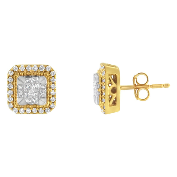 1/2 Ct. T.W. Diamond Stud Earrings in 10K Yellow Gold, photo 2