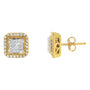 Aretes de botón con diamantes de 1/2 ct. p.t. en oro amarillo de 10K, foto 2