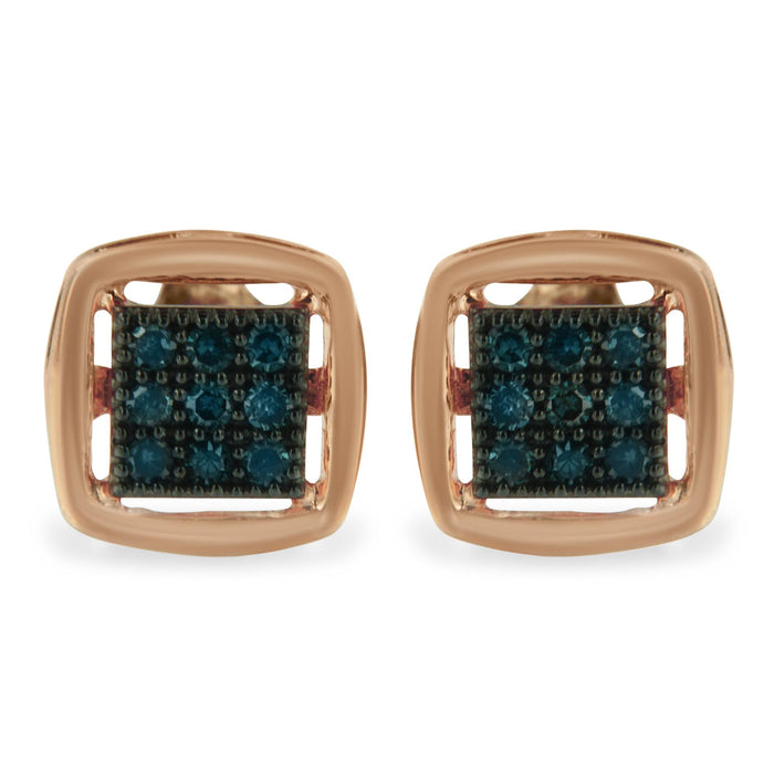 0.25 Ct. T.W. Rose-Cut Treated Blue Diamond Stud Earrings in Rose-Plated Sterling Silver, photo 1