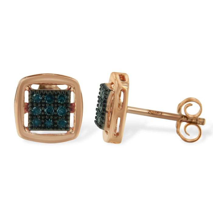 0.25 Ct. T.W. Rose-Cut Treated Blue Diamond Stud Earrings in Rose-Plated Sterling Silver, photo 2