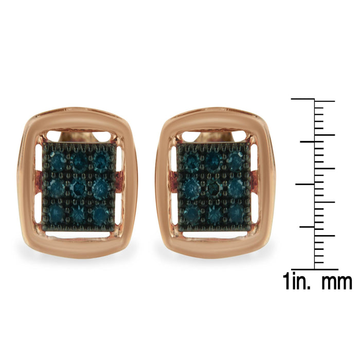 0.25 Ct. T.W. Rose-Cut Treated Blue Diamond Stud Earrings in Rose-Plated Sterling Silver, photo 5