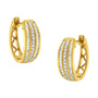 3/4 Ct. T.W. Pave and Channel-Set Diamond Triple Row Modern Hoop Earrings in 10K Yellow Gold, photo 1