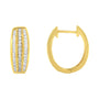 3/4 Ct. T.W. Pave and Channel-Set Diamond Triple Row Modern Hoop Earrings in 10K Yellow Gold, photo 2