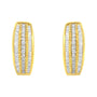 3/4 Ct. T.W. Pave and Channel-Set Diamond Triple Row Modern Hoop Earrings in 10K Yellow Gold, photo 4