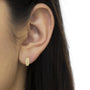 3/4 Ct. T.W. Pave and Channel-Set Diamond Triple Row Modern Hoop Earrings in 10K Yellow Gold, photo 3