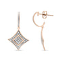 Aretes colgantes de rombo con detalle de diamante talla redonda en plata de ley bañada en oro rosa de 14K, color H-I, claridad I2-I3, foto 4