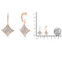 Aretes colgantes de rombo con detalle de diamante talla redonda en plata de ley bañada en oro rosa de 14K, color H-I, claridad I2-I3, foto 5
