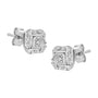 Aretes de botón de nudo cuadrado en espiral con detalle de diamante de talla redonda en plata de ley, color H-I, claridad I2-I3, foto 2