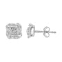 Aretes de botón de nudo cuadrado en espiral con detalle de diamante de talla redonda en plata de ley, color H-I, claridad I2-I3, foto 4