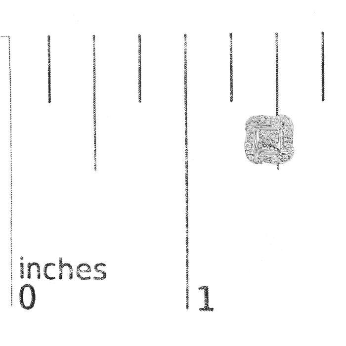 Aretes de botón cuadrados con diamantes redondos de 0.04 ct. p.t. en plata de ley, foto 5