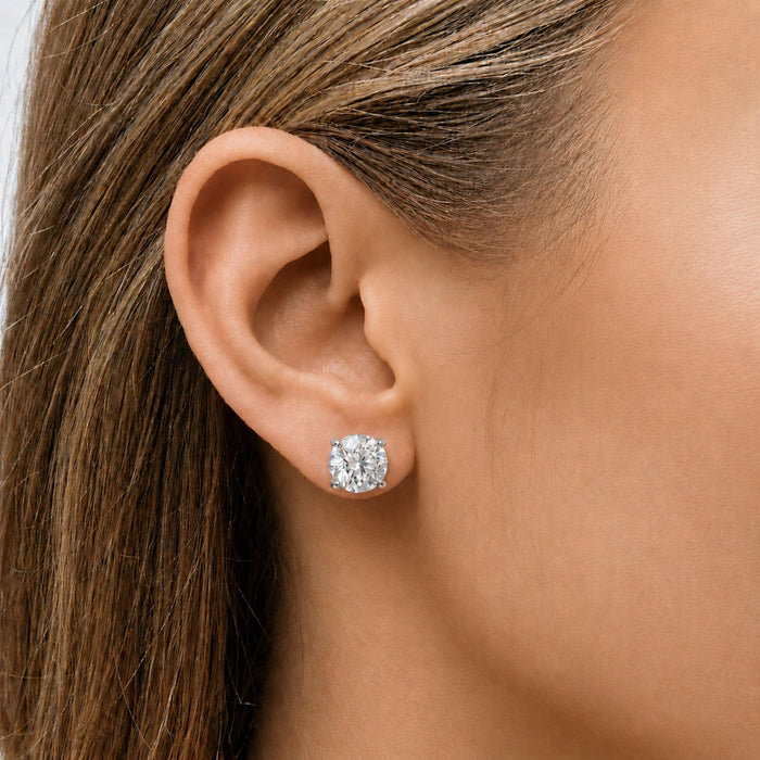 Round Lab-Grown Diamond Solitaire Stud Earrings with Screw Backs in 14K Gold