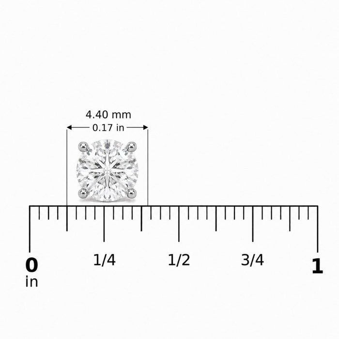 Round Lab-Grown Diamond Solitaire Stud Earrings with Screw Backs in 14K Gold