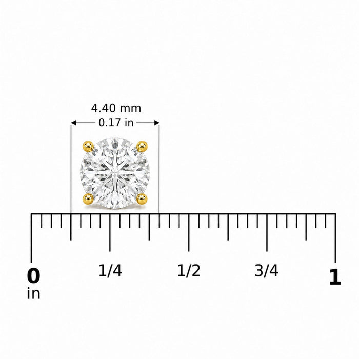 Round Lab-Grown Diamond Solitaire Stud Earrings with Screw Backs in 14K Gold