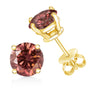 Aretes de botón solitarios de 4 garras con diamantes rosados tratados redondos de talla brillante en oro de 14K, foto 31