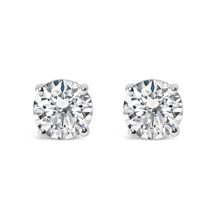 Round Brilliant-Cut Lab-Grown Diamond 4-Prong Classic Solitaire Stud Earrings in Sterling Silver, photo 1