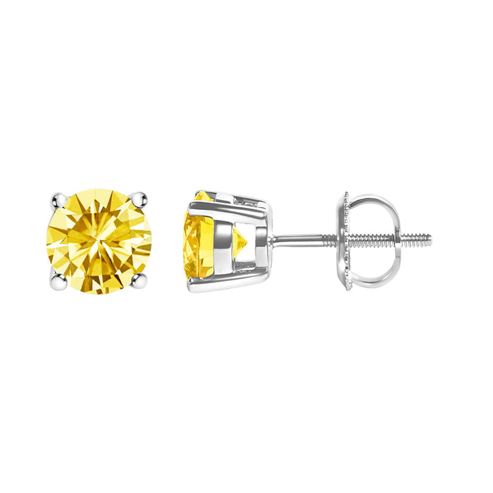 Lab-Grown Yellow Diamond Solitaire Stud Earrings in 14K Gold, photo 22