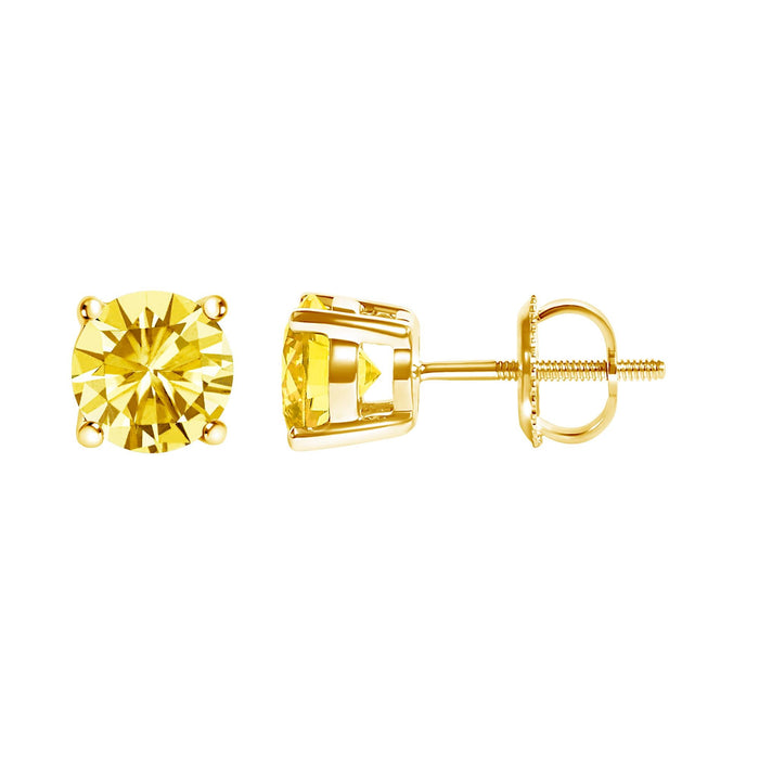 Lab-Grown Yellow Diamond Solitaire Stud Earrings in 14K Gold, photo 21
