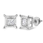 0.33 to 1 Ct. T.W. Rhodium-Plated Miracle-Set Princess-Cut Diamond Solitaire Stud Earrings in Sterling Silver, photo 2