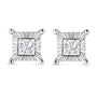 0.33 to 1 Ct. T.W. Rhodium-Plated Miracle-Set Princess-Cut Diamond Solitaire Stud Earrings in Sterling Silver, photo 4