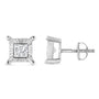 0.33 to 1 Ct. T.W. Rhodium-Plated Miracle-Set Princess-Cut Diamond Solitaire Stud Earrings in Sterling Silver, photo 9